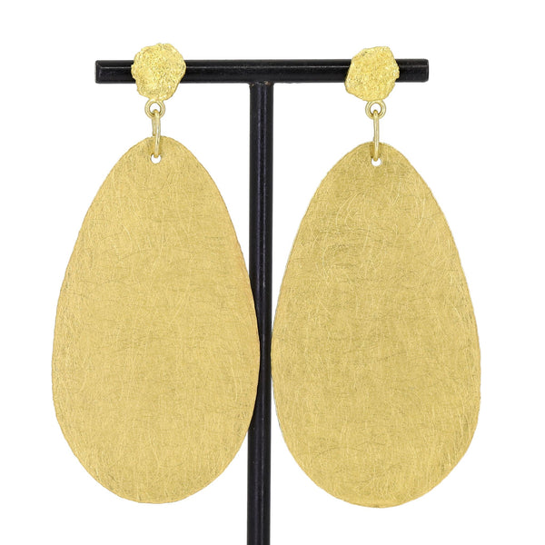 Petra Class Gold Sheet XL Dangle Lava Stud Drop Earrings