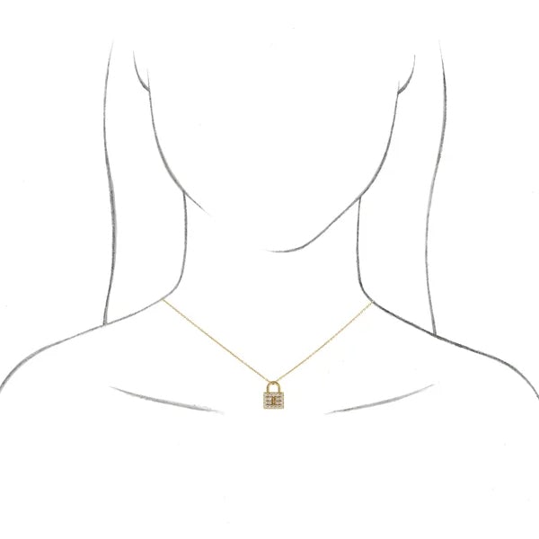 James Free 14K Yellow Gold Small Diamond Padlock Necklace