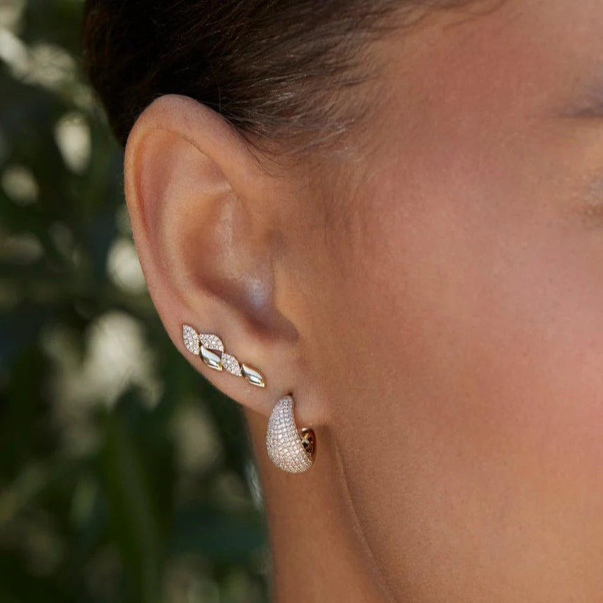 Diamond Gold Leaf Ear Climber Earrings