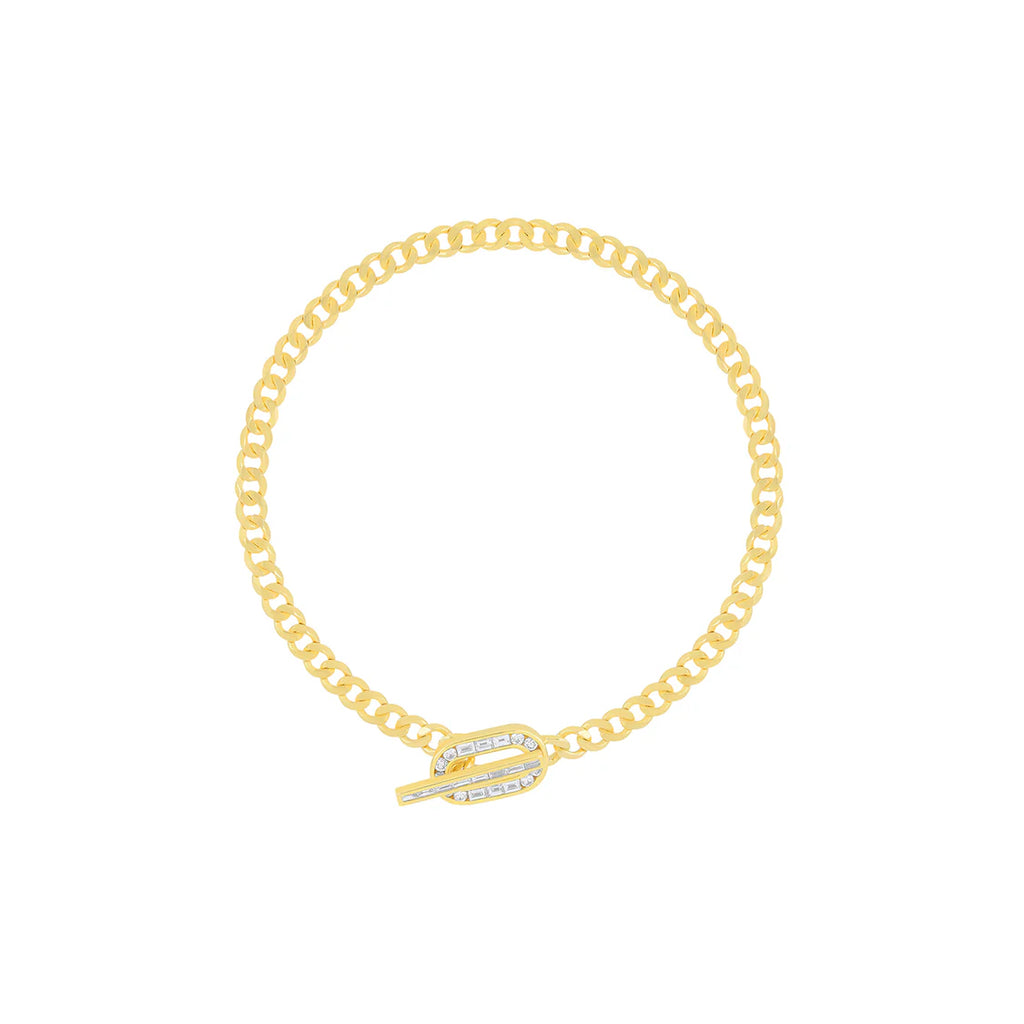 Diamond Toggle Gold Curb Chain Bracelet