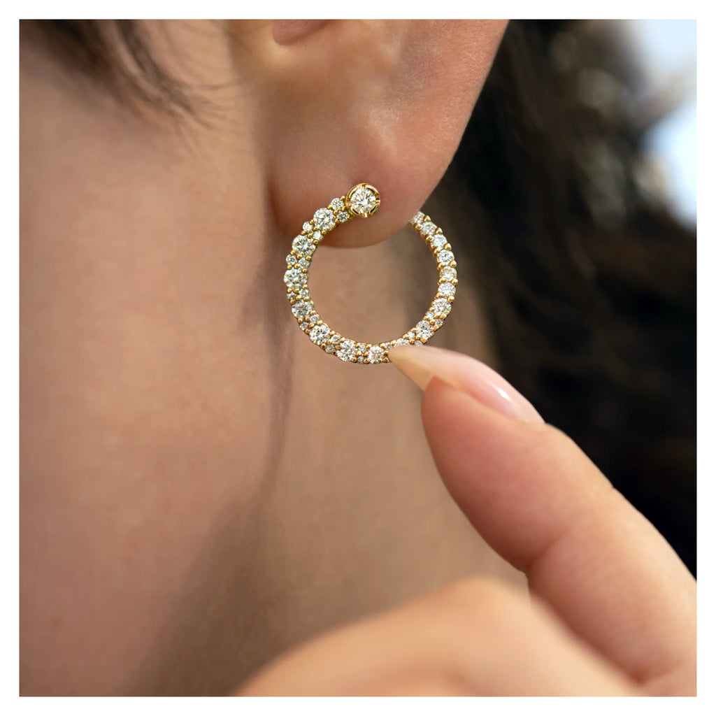 Artemer Brilliant Cut Diamond Gold Ellipsis Spiral Hoop Earrings