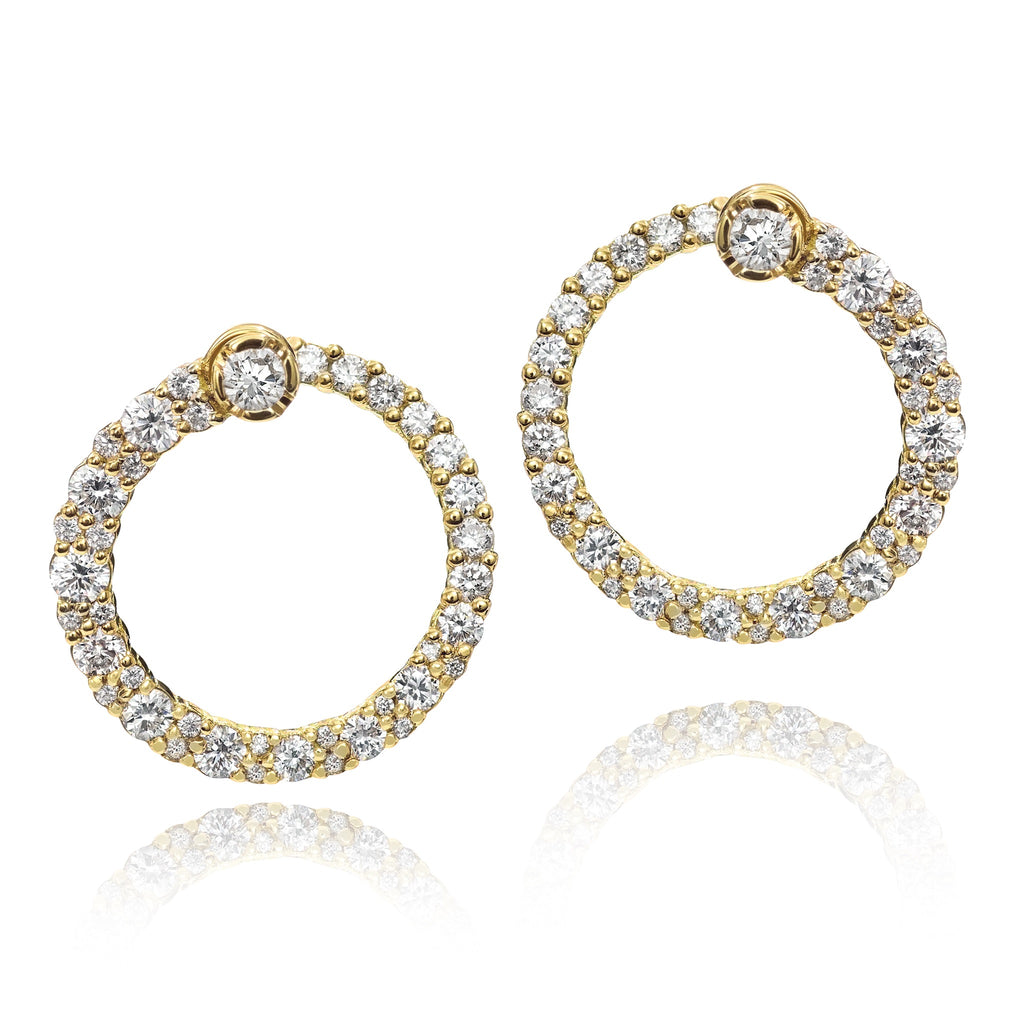 Artemer Brilliant Cut Diamond Gold Ellipsis Spiral Hoop Earrings