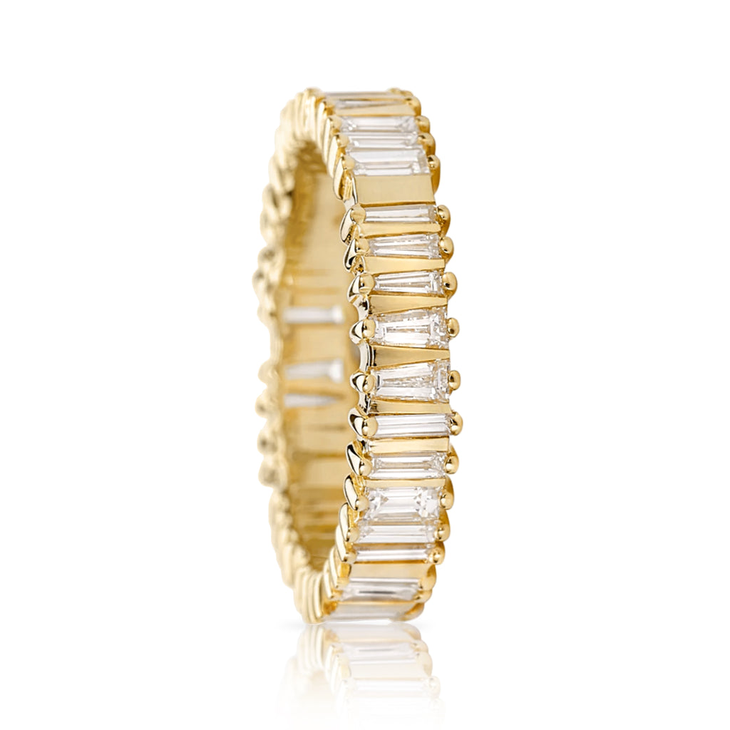 Artemer Baguette and Trapeze Diamond Gold Bridge Eternity Band