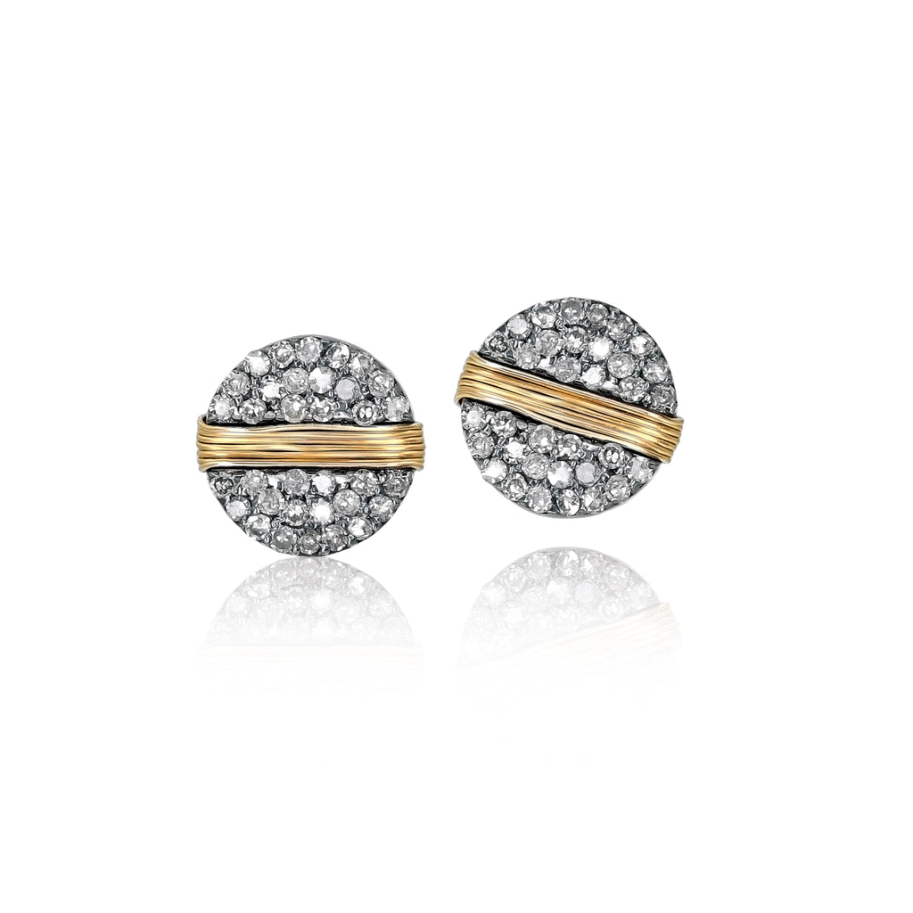 Dana Kellin Diamond Wire-Wrap Round Stud Earrings