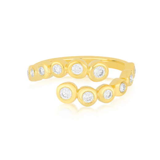 Graduated Diamond Gold Pillow Wrap Ring