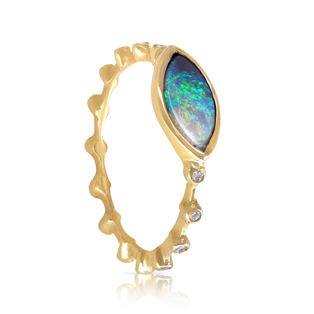 Just Jules Ombré Australian Opal Diamond Gold Bubble Band Ring