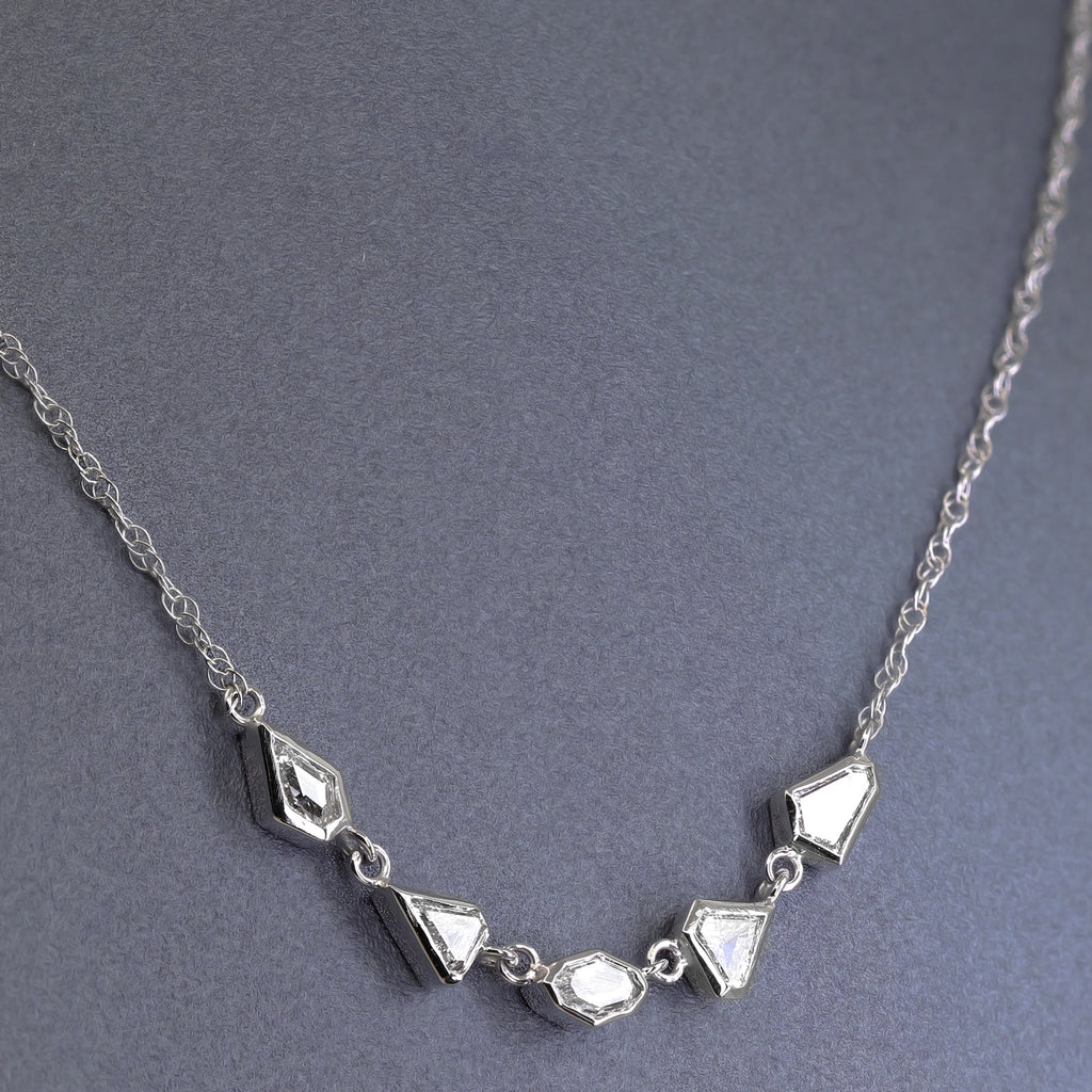 Just Jules Brilliant-Cut Fancy White Diamond Five Stone Gold Necklace