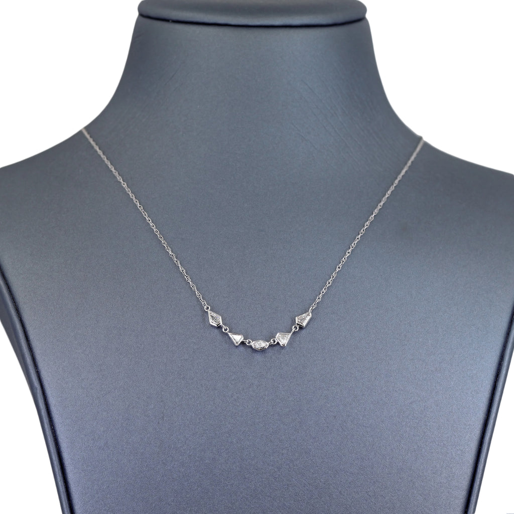 Just Jules Brilliant-Cut Fancy White Diamond Five Stone Gold Necklace