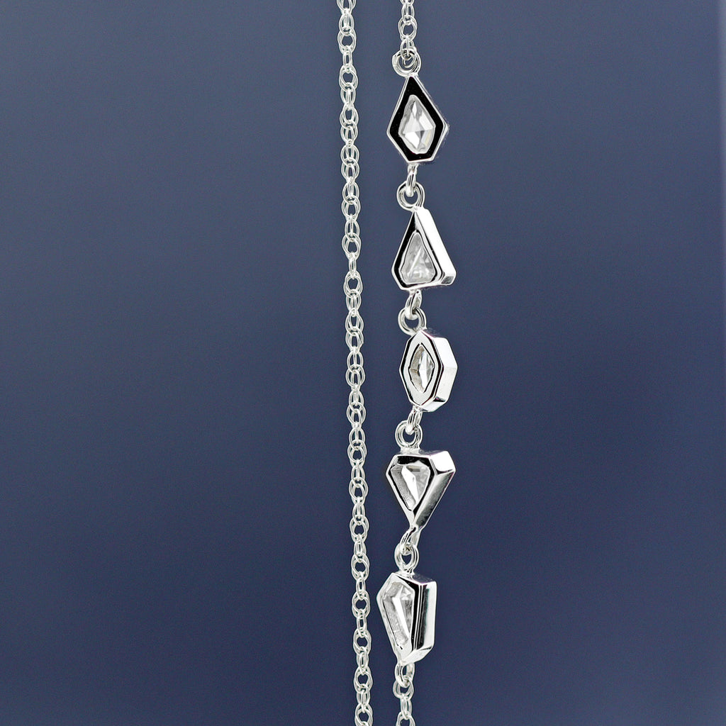 Just Jules Brilliant-Cut Fancy White Diamond Five Stone Gold Necklace