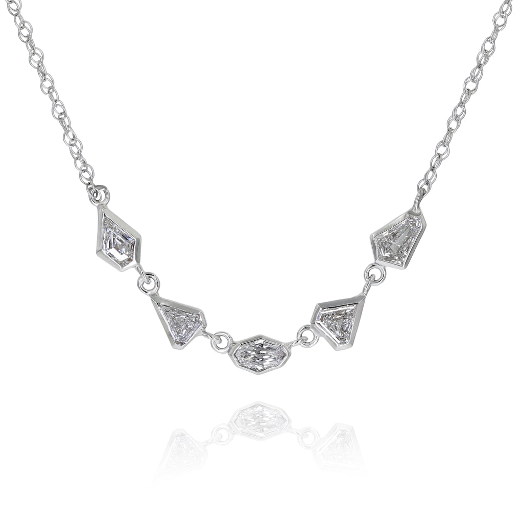 Just Jules Brilliant-Cut Fancy White Diamond Five Stone Gold Necklace