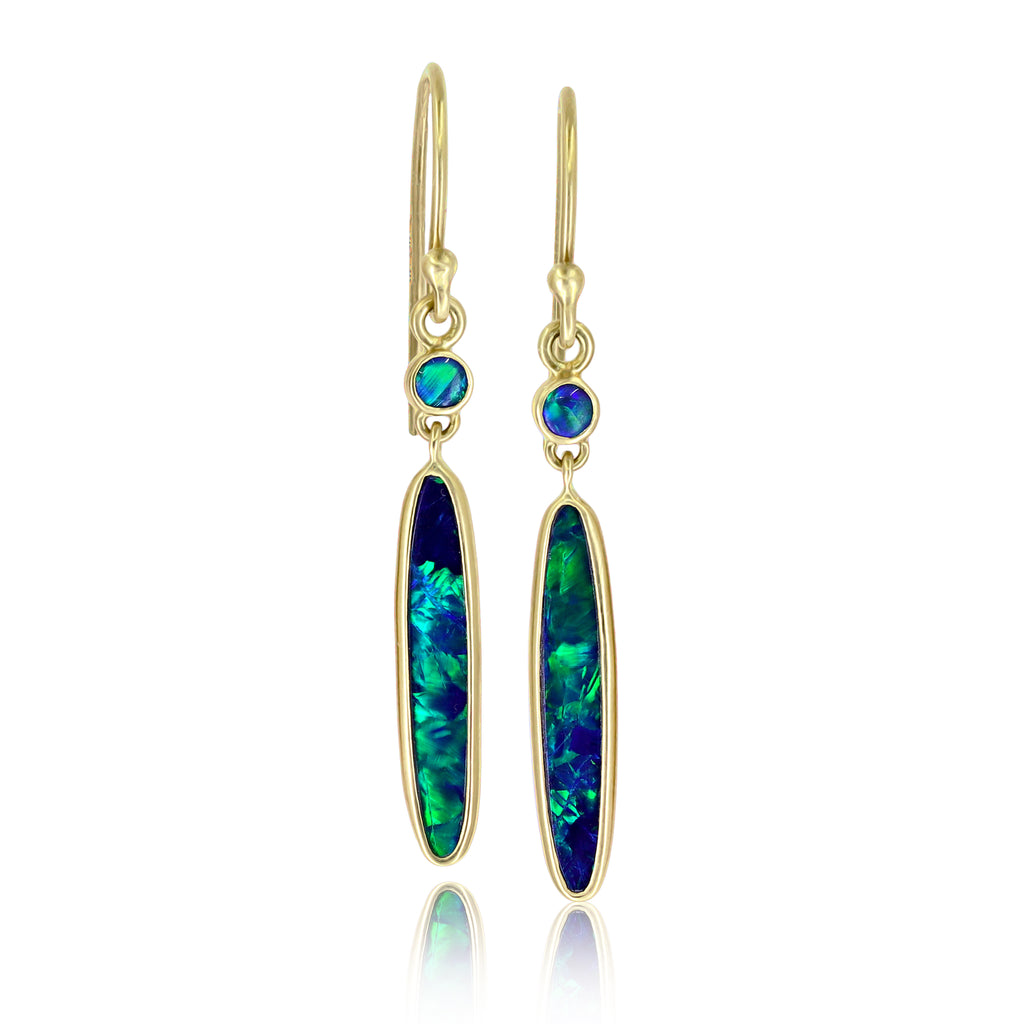 Kothari Double Boulder Opal Gold Drop Earrings