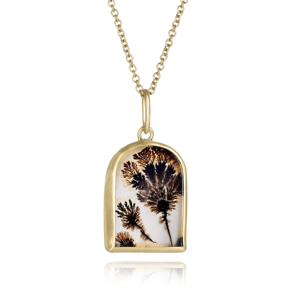 Monica Marcella One of a Kind Dendrite Agate Window Gold Necklace