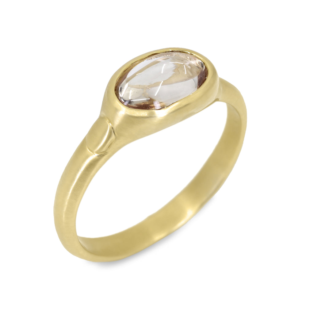 Monica Marcella Peachy Champagne Topaz Oval Ring