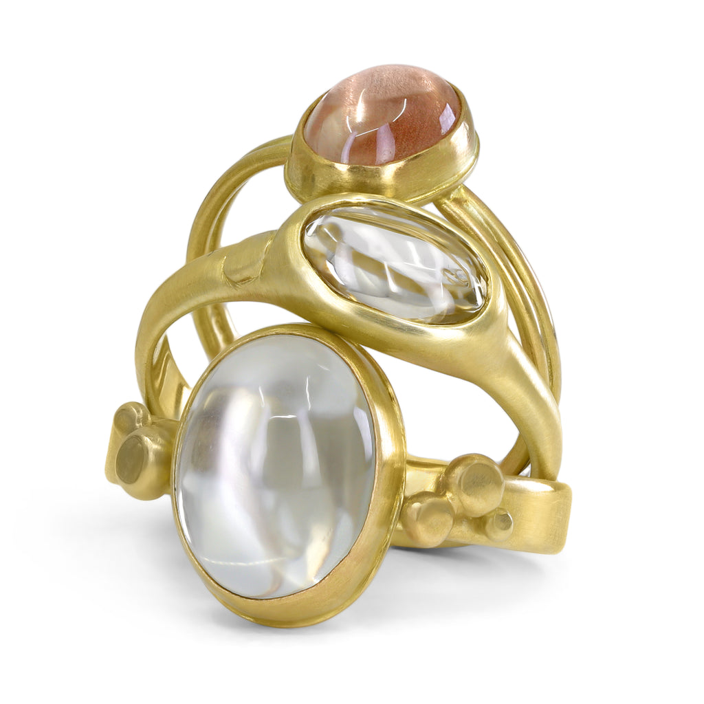 Monica Marcella Sage Moonstone Pebbles Ring