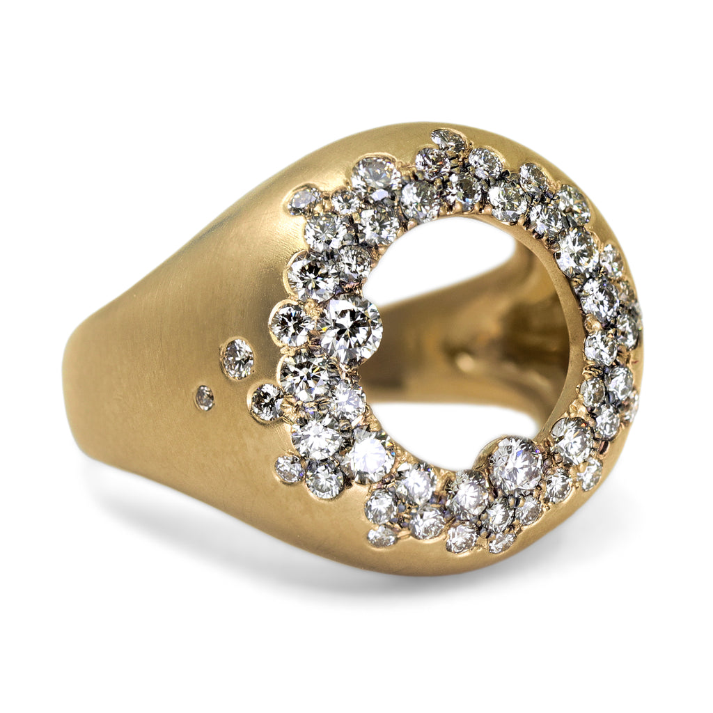 Nada Ghazal Champagne Diamond Gold Open Sheer Ring