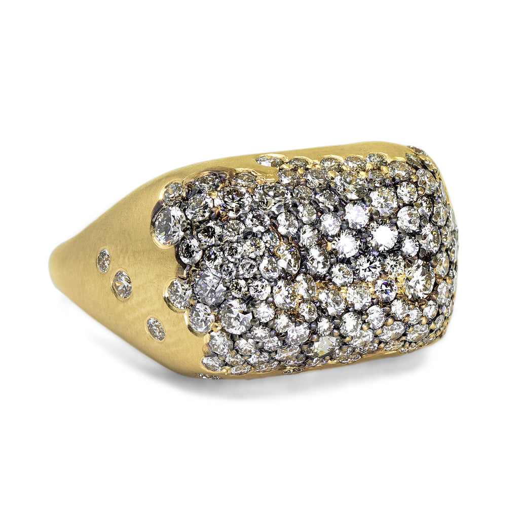 Nada Ghazal Champagne Diamond Gold Rectangle Baby Malak Ring