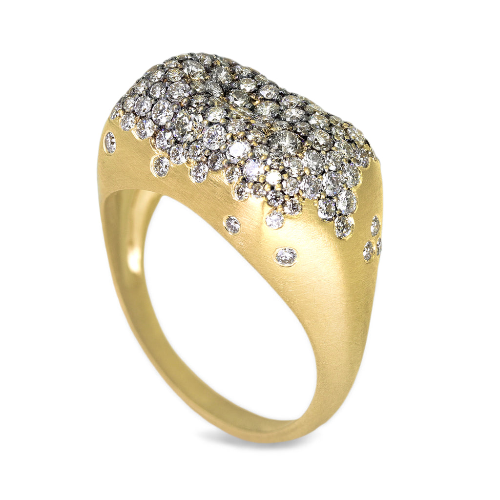 Nada Ghazal Champagne Diamond Gold Rectangle Baby Malak Ring