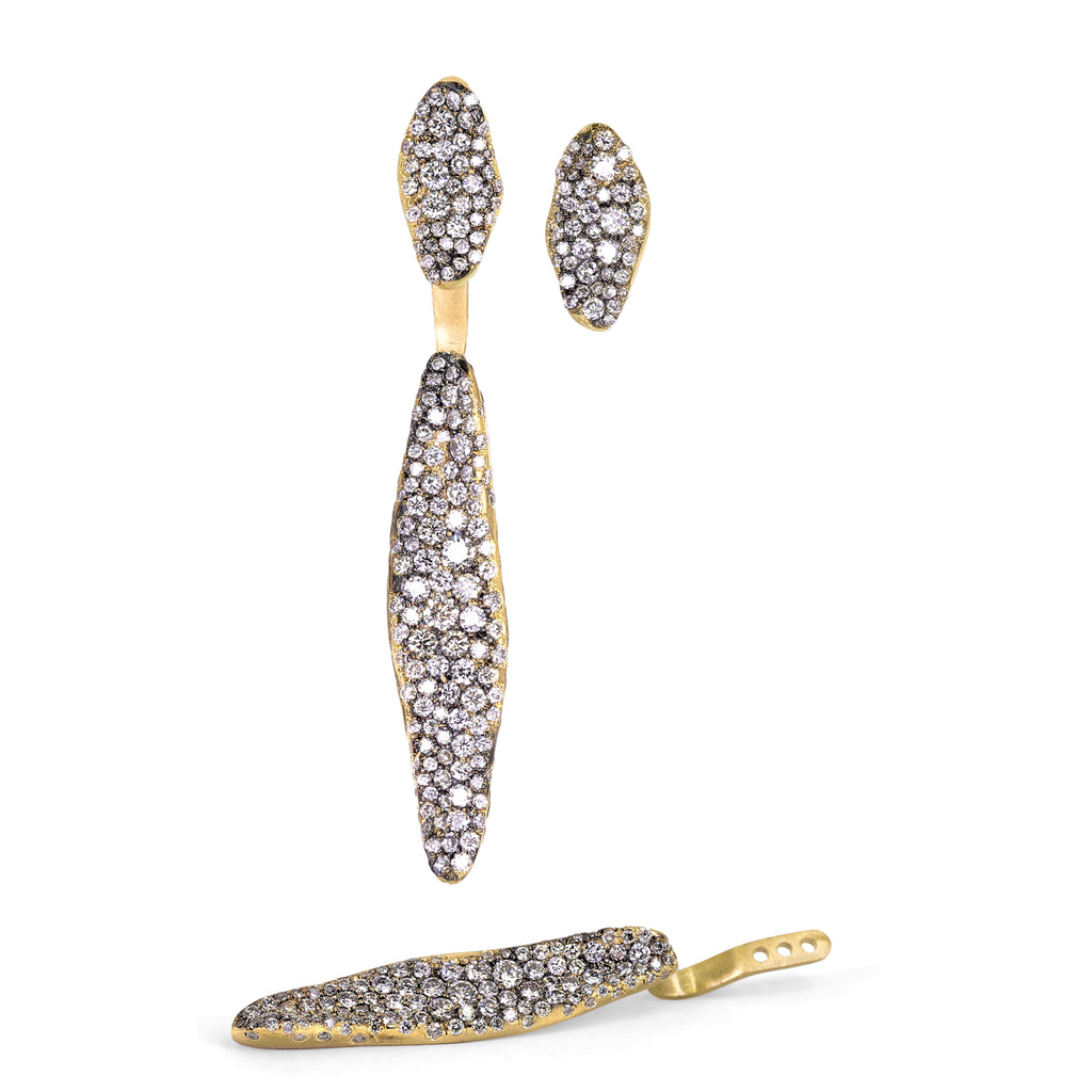 Nada Ghazal Champagne Diamond Baby Malak Detachable Flourish Earrings