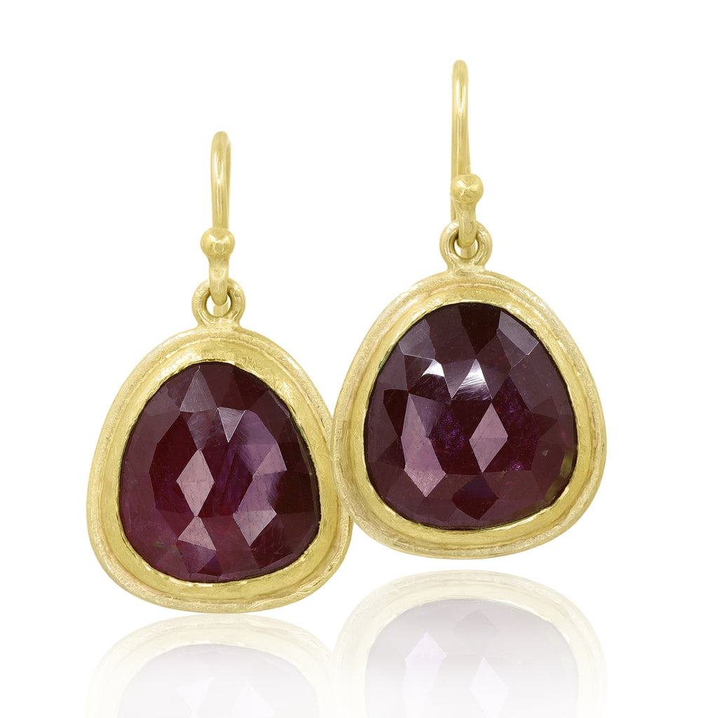 Petra Class Freeform Faceted African Ruby Framed Drop Earrings