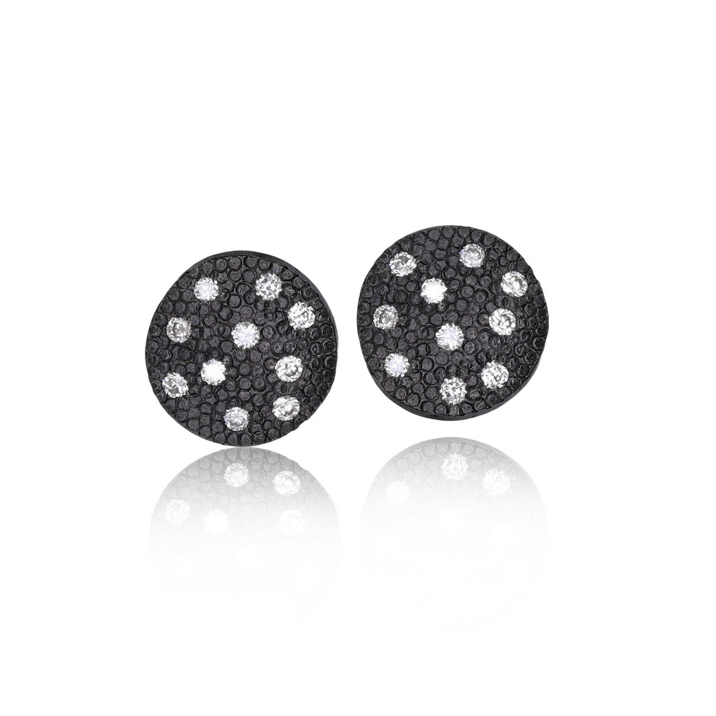 Suneera Diamond Black Rhodium Circle Stud Earrings