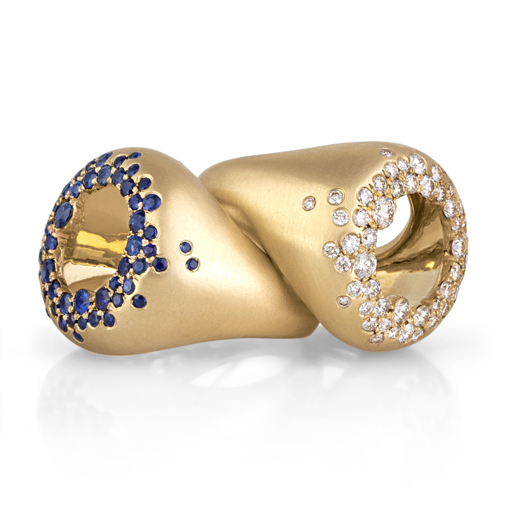 Nada Ghazal Champagne Diamond Gold Open Sheer Ring