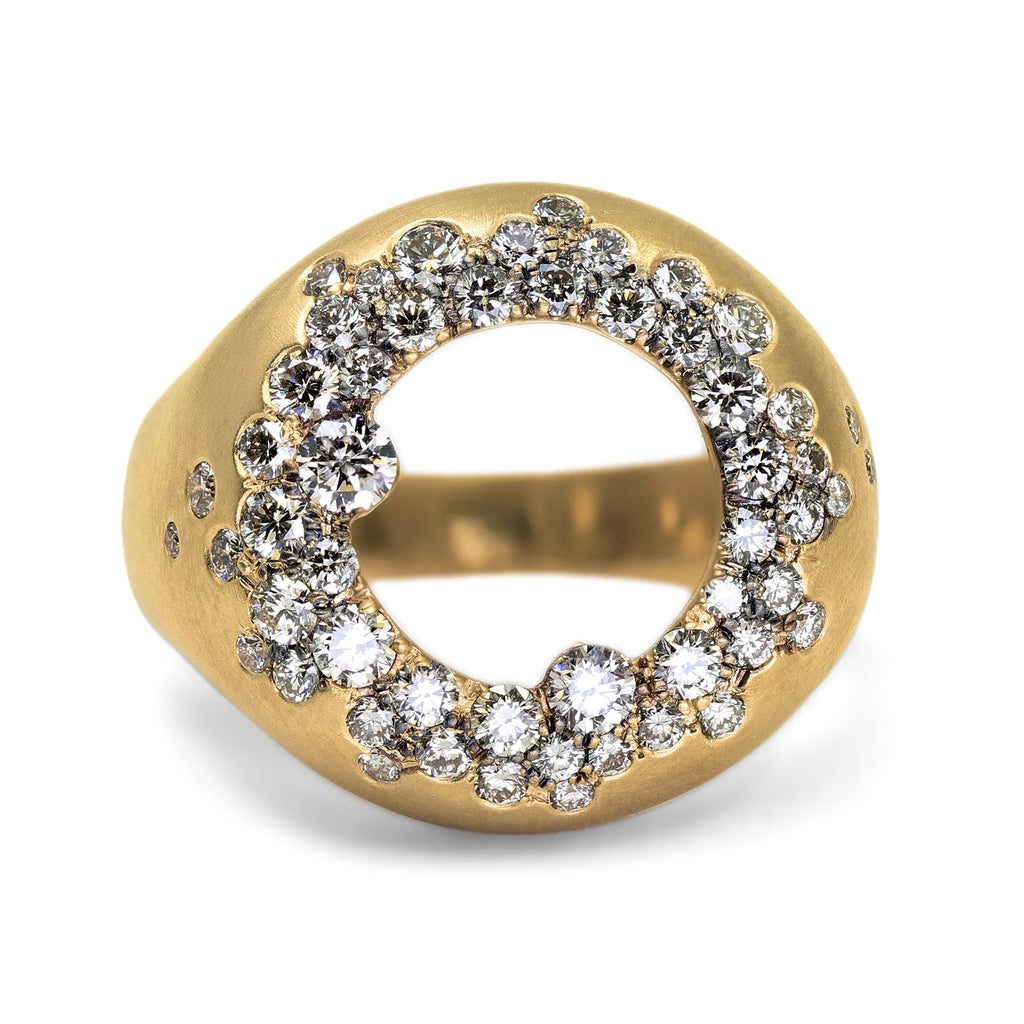 Nada Ghazal Champagne Diamond Gold Open Sheer Ring